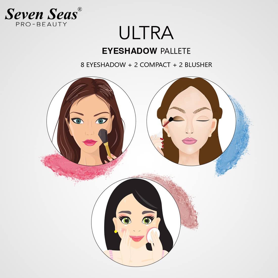 Seven Seas Matte Shimmer Makeup Pallet Highly Pigmented Colorful Powder Long Lasting Waterproof Eye Shadow Eye Shadow Palette 30g (Natural)