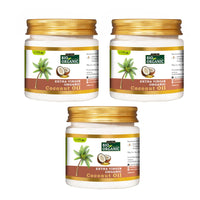 INDUS VALLEY Bio Organic Extra Virgin Organic Coconut Oil - Set Of 3 With The Natural Aroma Of Coconut Oil For Hair & Skin Care (175x3=525ml)