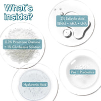 WishCare Hydrating AHA BHA Anti Dandruff Shampoo For Women & Men- Piroctone Olamine, Salicylic Acid, LHA, Climbazole, Pre+Probiotics & Hyaluronic Acid - Paraben & Sulphate Free Shampoo 250ml