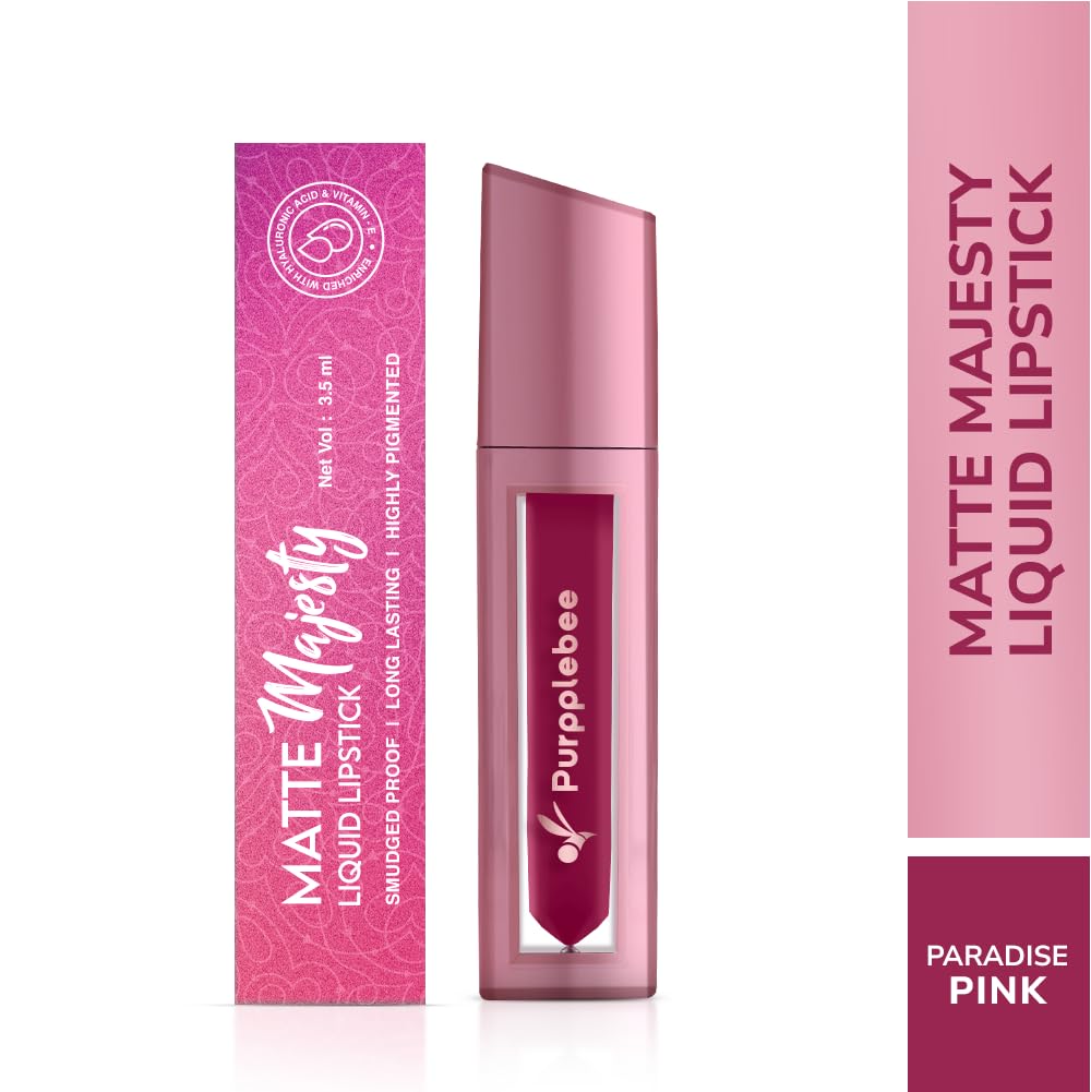 MATTE Majesty Liquid Lipstick Smudged Proof Long Lasting Highly Pigmented Water Proof Matte Liquid Lipstick (Paradise Pink)
