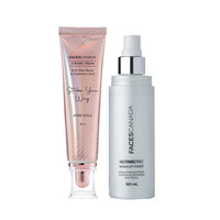 FACESCANADA Glow & Go Combo Kit - Rose Gold Strobe Cream (30Ml) & Makeup Fixer (50Ml) | All Day Natural Glow | Hydrating Makeup Fixer | Illuminating & Glowing Makeup Kit, 2 Pieces