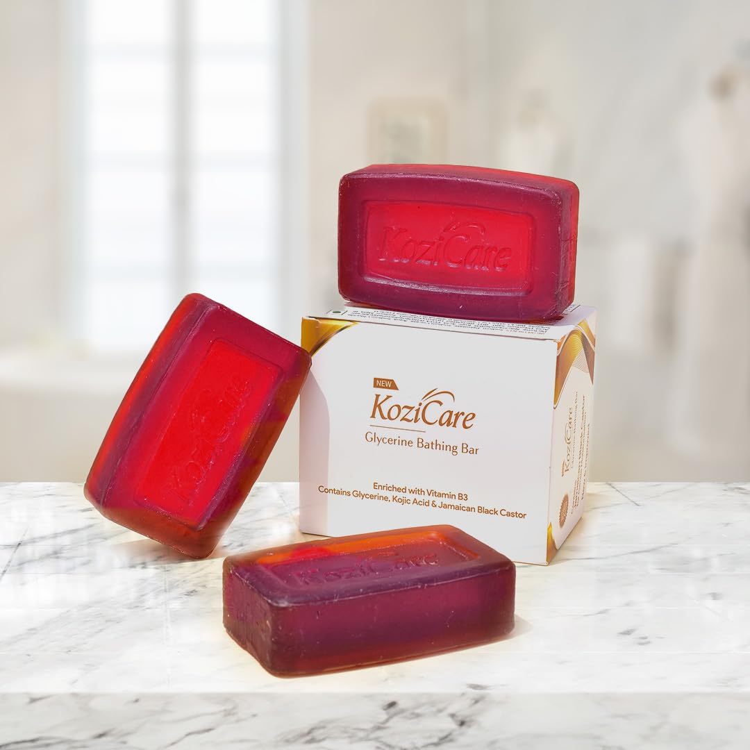 Kozicare Glycerin Soap | Kojic acid skin whitening soap | With goodness of Black Castor| Bath Soap for Healthy, Radiant Complexion | Both for Men & Women (Pack of 6)