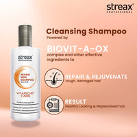 Streax Professional Vitariche Care Repair Max Shampoo For Women | Hair Shampoo With Biovit-A-OX Complex, Hydrolysed Flax Protein & Ceramide| Mild Shampoo For Dry, Damaged Hair, 300ml