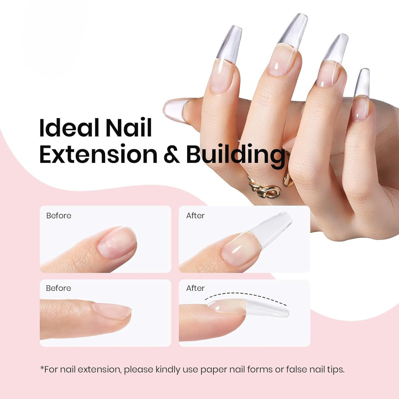 Bolt Bee Professional Builder Gel for Nails - 15ml Nail Extension Gel, Strong UV/LED Soak Off for Nail Sculpting, Durable Nail Enhancement for Salon & Home Use (Clear)