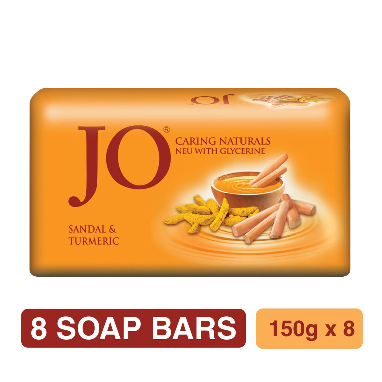 JO Sandalwood & Turmeric|Beauty Soap for Naturally Glowing Skin Pack of 8|150g