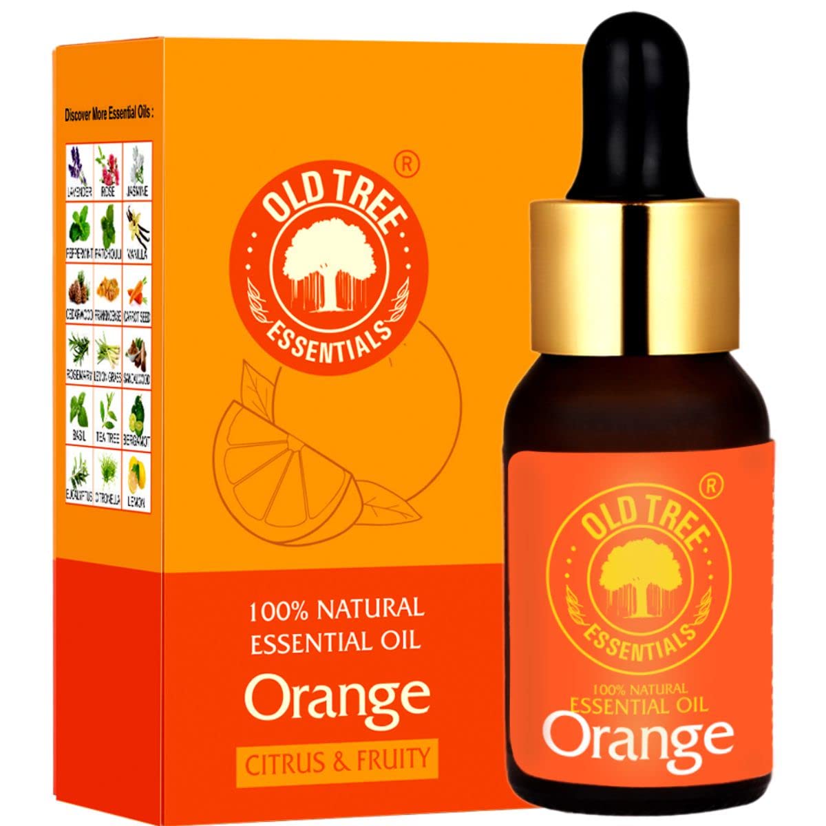 Old Tree Orange Essential Oil (15ml) - for Skin, Hair Care, Home Fragrance, Candle Making and Aromatherapy - Pure and Natural, Undiluted Perfume Oil with Glass Dropper