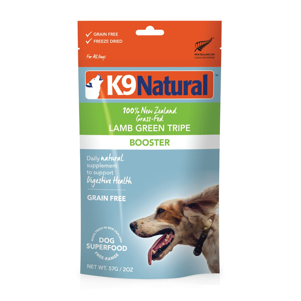 K9 Natural Grain-Free Freeze-Dried Dog Food Supplement Booster, Lamb Green Tripe 2oz 2 Ounce (Pack of 1)
