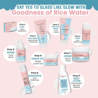 Glamveda Rice & Ceramide Morning 4 Step Skincare Routine For Women with Gift Box | Face Wash, Serum, Moisturizer & Sunscreen