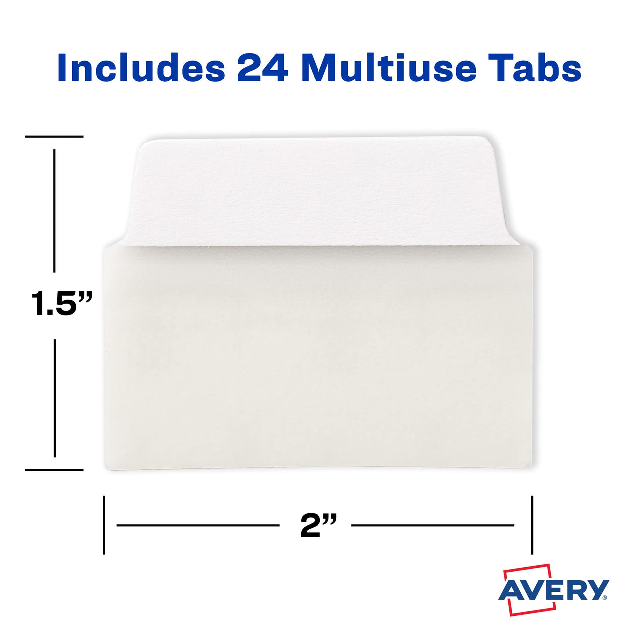 Avery Multiuse Ultra Tabs, 2" x 1.5", 2-Side Writable, White, 24 Repositionable Tabs (74787)