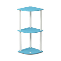 Furinno Turn-N-Tube 4-Tier Corner Display Rack Multipurpose Shelving Unit, Dark Brown Grain/Black 4-Tier Round Tube