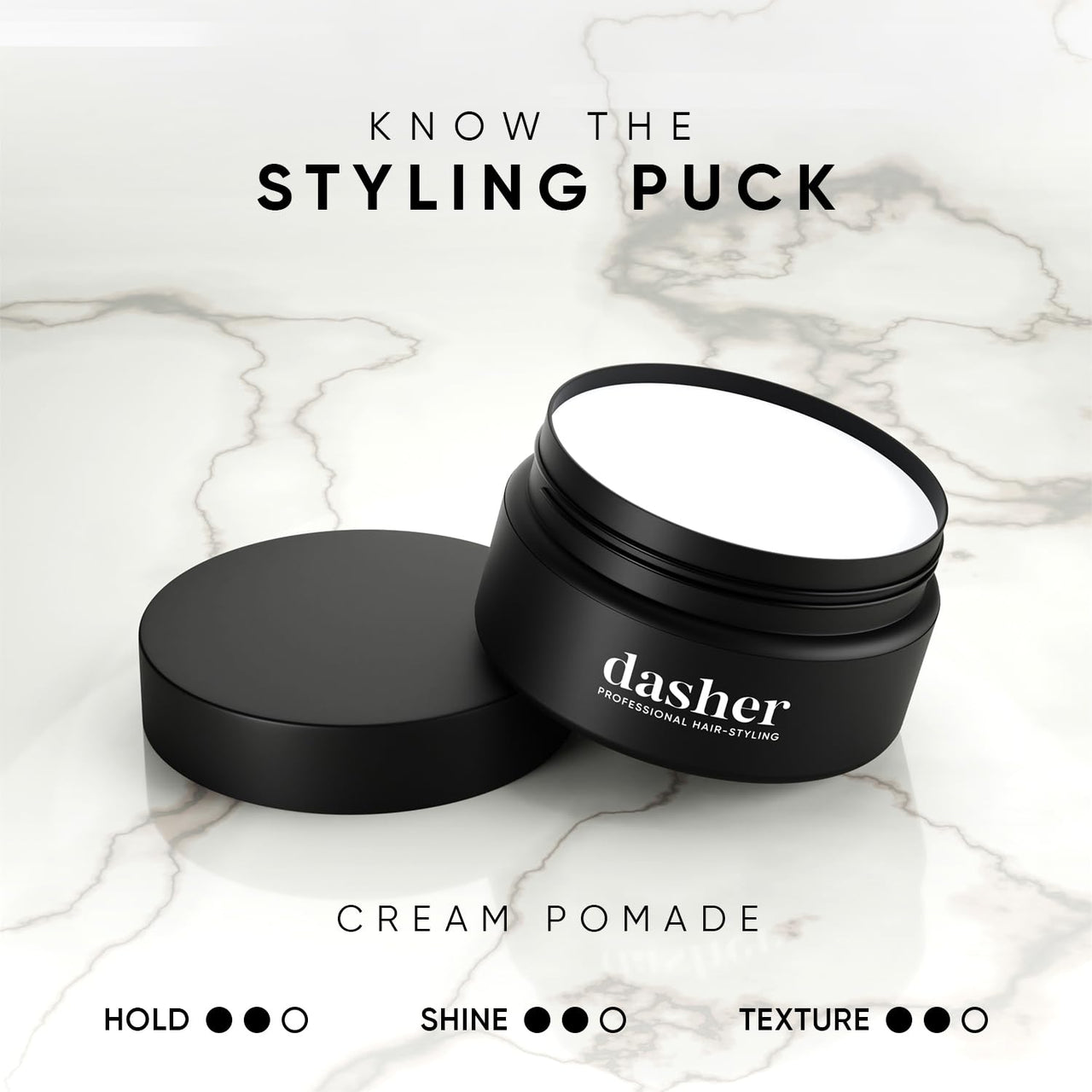 Dasher Sea Salt Spray (100ml) & Cream Pomade (100g), Medium Hold Puck, Water-Based, Volumizes & Texturizes Hair, With Bhringraj & Vitamin E