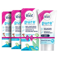 Veet Pure Hair Removal Cream for Women For Sensitive Skin - 50g Pack Of 3 | Suitable for Legs, Underarms, Bikini Line, Arms