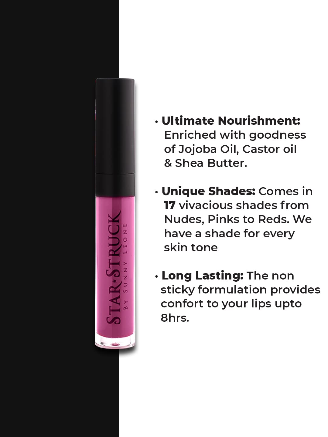 STARSTRUCK BY SUNNY LEONE Glossy Liquid Lip Color, Dark Purple | Highly Pigmented, Hi-Shine & Non-Sticky Formula | Lip Gloss For Girls, Women | Purple Taffy