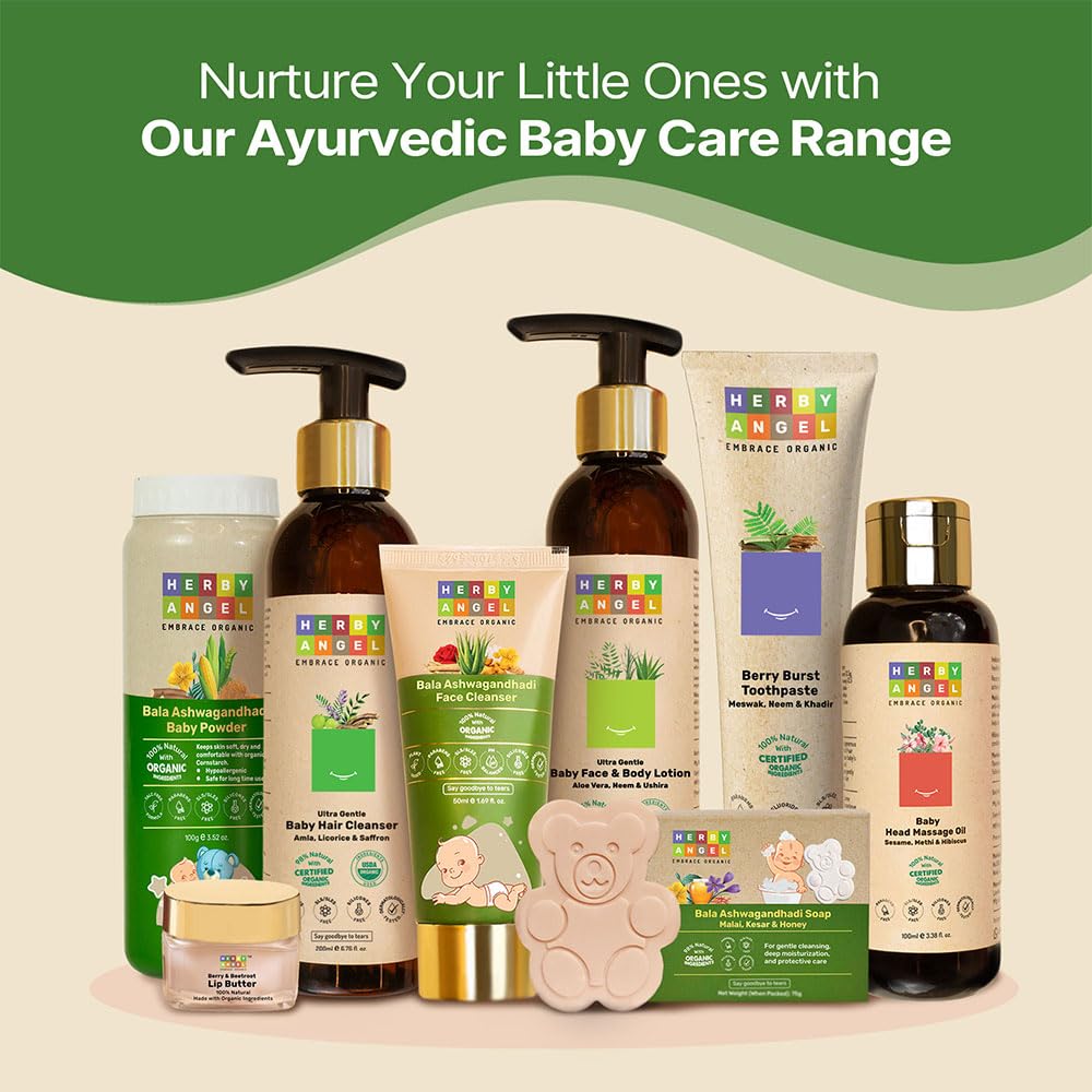 Herby Angel Natural Kids Sunscreen for Babies & Kids - SPF 35, PA++ | Lotion for Body & Face | Broad Spectrum UVA & UVB Protection - Non-Greasy (50ml)