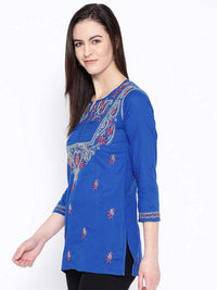 Ada Women's  Cotton Top Hand Embroidered Lucknowi Chikankari Tunic Kurti