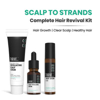 ThriveCo Hair Fall & Repair Kit | Exfoliating Scalp Scrub (25ml) | Vitalizing Serum (10ml) | Hair Serum 2.0 Roll On | Promotes Hair Growth, Clears Dandruff & Buildup | Travel-Friendly