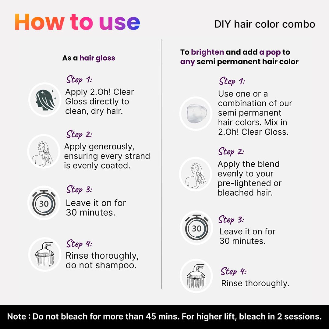 2.Oh! Italian- Clear Gloss DIY Kit | Semi Permanent Hair Gloss + Hair Bleach for Hair Color | High Shine Gloss | Smooth Silky Hair | Enriched with Argan Oil