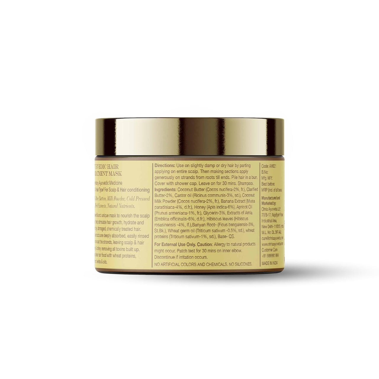 Ohria Ayurveda Amrut Beej Hair Treatment Mask | With Coconut Butter, Banana Extract, & Amla | Repairs, Hydrates & Nourishes | Safe for All Hair Types | 200ml