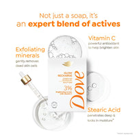 Dove Glow Recharge Serum Beauty Bar | 3% Brightening serum + Vit C | Energizes & Illuminates skin | Paraben & SLS free | 375g (125g x 3)