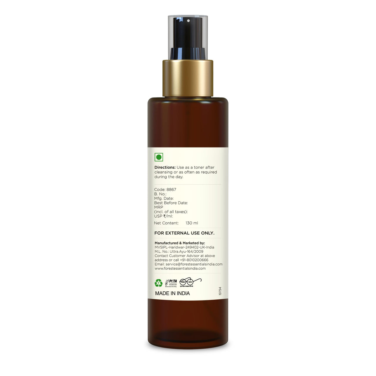 Forest Essentials Pure Rosewater (Toner) Facial Tonic Mist | Hydrating Daily Toner | For Glowing Skin | Hydrates Plumps & Minimises Open Pores, Pack Of 1