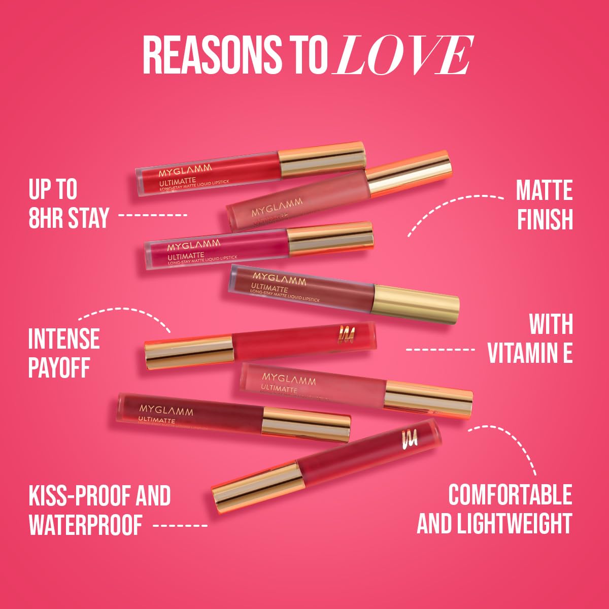 MyGlamm Ultimatte Long Stay Matte Liquid Lipstick - Coral Slayer (Coral) | Long Lasting Lipsticks for Women with 8hr Stay | No-Smudge & Waterproof | Intense Colour | Moisturising Formula | 2.5ml