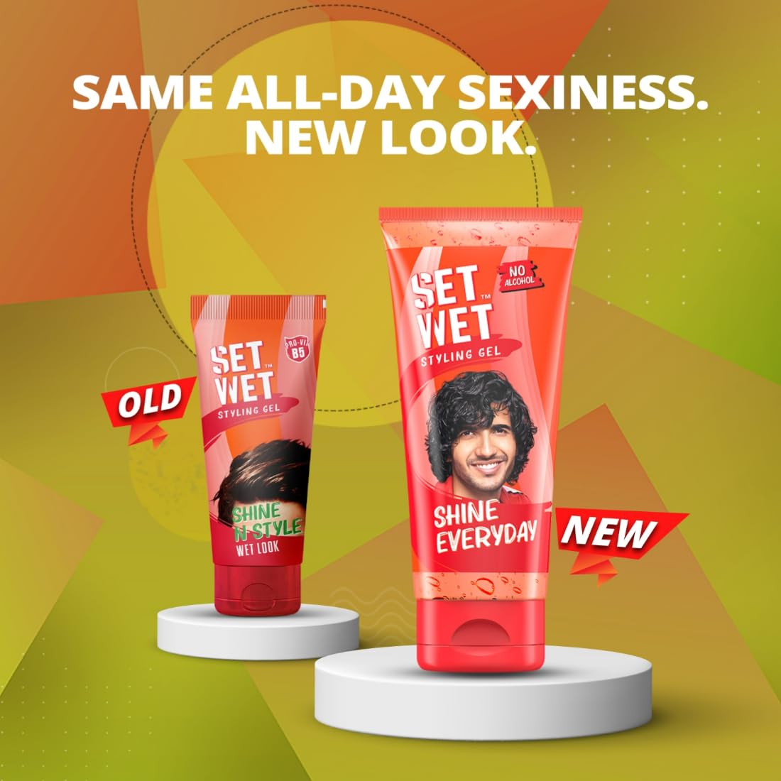 Set Wet Styling Hair Gel for Men - Shine Everyday, 50gm | Light Hold, High Shine |For Long Hair| No Alcohol, No Sulphate