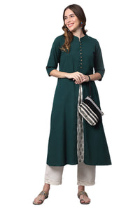 Pistaa's  Women Cotton Printed Cut Regular Kurta