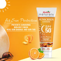 Multani Naturals Sunscreen Lotion SPF 50++ | Broad Spectrum UVA/UVB | Blue Light Protect | No White Cast | Water Resistant, Ultra Light & Non Sticky | For Oily, Dry & Sensitive Skin | For Women & Men | Free From Paraben, Mineral Oil & Sulphate |100ml