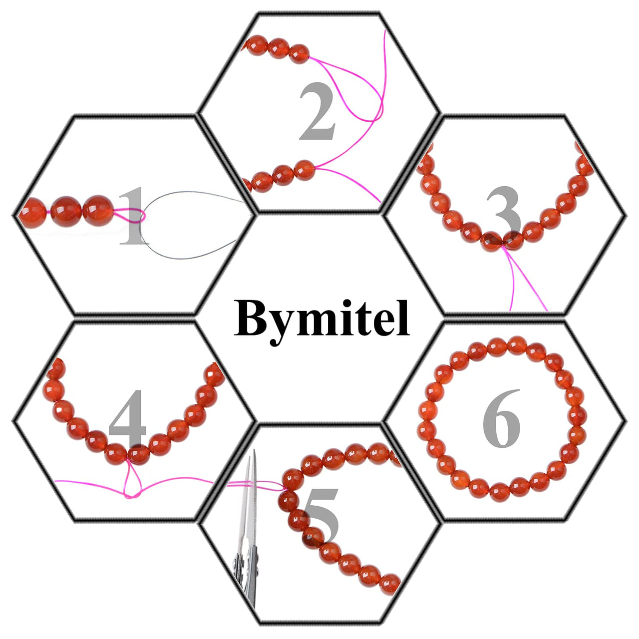 Bymitel 210pcs Natural Crystal Beads Stone Gemstone Round Energy Healing Loose Beads with Stretch Cord for Jewelry Making Bracelets Anklets (Snowflake, 4mm 210pcs) Snowflake