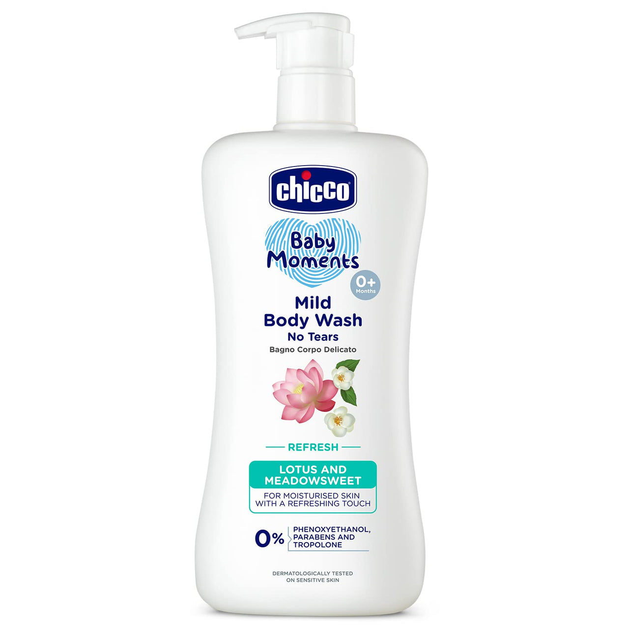 Chicco Baby Moments Mild Body Wash Refresh, New Advanced Formula With Natural Ingredients, No Tears & Soap-Free, Mild Formula For Babys Body Wash, No Phenoxyethanol And Parabens (500Ml)