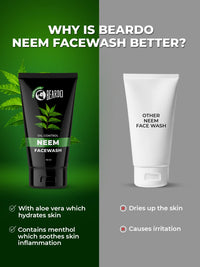 Beardo Purifying Neem Face Wash for Oil Control, 100ml | Soothes & Heals | Daily facewash for men | Face Wash For Oily Skin Acne, Pimple And Oil Control With Glowing Skin