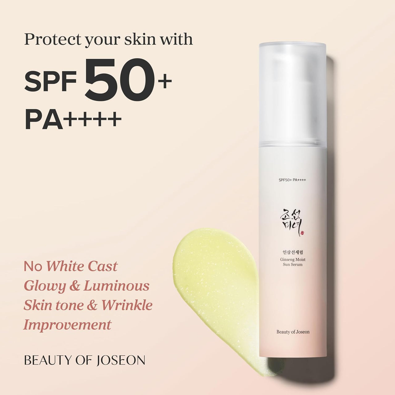 [Beauty of Joseon] Ginseng Moist Sun Serum SPF 50+ PA++++ (50ml) | Lightweight Sunscreen with Anti-wrinkle, Brghtening & UV Protection, Non-Sticky, Low Irritation for All Skin Type
