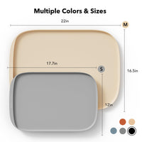 Dog Food Mat, Safety Silicone Cat Food Mat for Feeder & Fountain, Waterproof Dog Bowl Mats, Raised Edge Spill Protection Floor, Cove Feeding Mat for Pet Charcoal