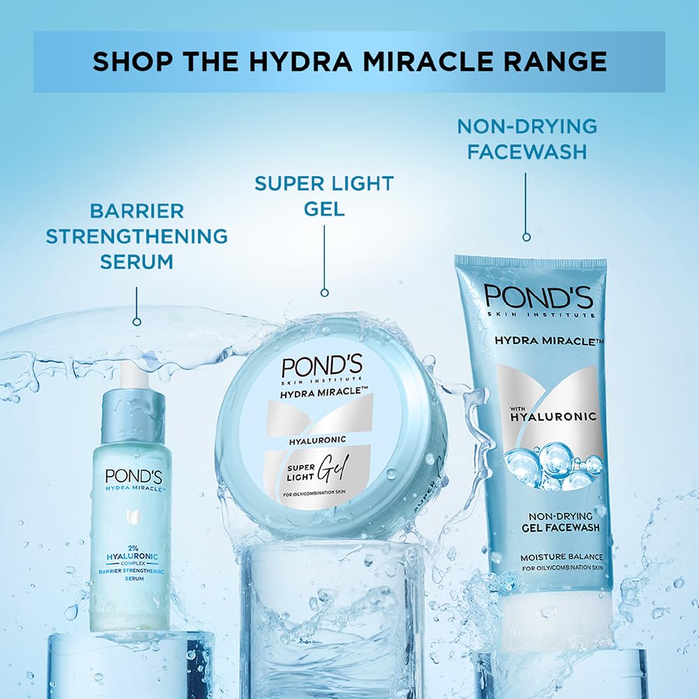 POND'S Super Light Gel Oil Free Face Moisturizer 100 g | With Hyaluronic Acid & Vitamin E for Fresh Glowing Skin & 24 hr Hydration - Daily Use