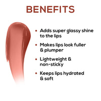 RENEE Hot Lips - Nude Lip Gloss | High-Glossy Shine | Enriched with Vitamin E | Lightweight | Non Sticky | Hydrating Formula | 4.5ml