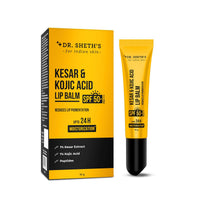 Dr Sheth's Kesar & Kojic Acid Lip Balm | Reduces Lip Pigmentation | SPF 50+ PA+++| 24H Moisturization|Non Sticky | Lightweight | For Dark, Dry, Flaky Lips | Natural Oils & Butters | All Genders | 10g
