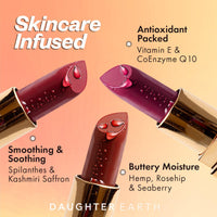 DAUGHTER EARTH Zero Dark Naughty Lipstick | Vegan Plant Based Highly Pigmented Natural Non Drying Lightweight Lip Color| Long Lasting Phytonutrient Lipstick With Vit E & Bakuchiol | UV Protection | 4g