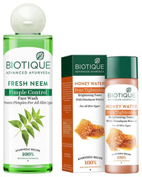 Biotique Bio Neem Purifying Face Wash, 200 ml And Biotique Bio Honey Water Clarifying Toner, 120ml