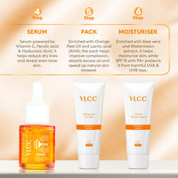 VLCC Vitamin C Serum Facial Kit - 135g | Skin Brightening Facial Kit | Skin Brightening Facial at Home | Fades Spots and Dullness | Vitamin C, Hyaluronic Acid & Ferulic Acid