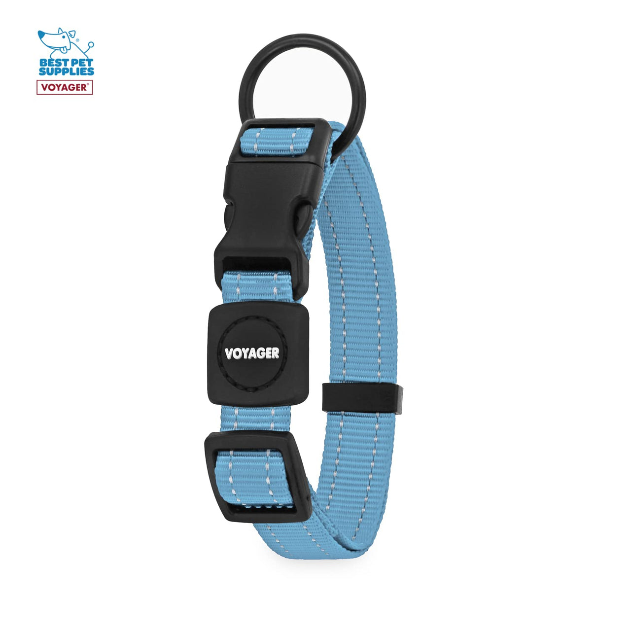 Voyager Reflective Dog Leash Collar Set with Neoprene Handle Supports Small, Medium, and Large Breed Puppies, Cute and Heavy Duty for Walking, Running, and Training - Baby Blue, L