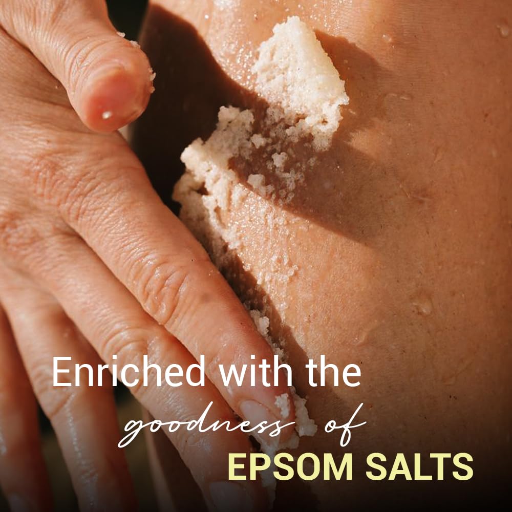 SEREKO Clarifying Gentle Exfoliation Body Scrub made with Fine textured Bath salts, Psycodermatology Formula, Vitamin C and Epsom salts, Skin Brightening Formula & Removes Dead Skin. 100g