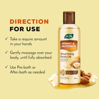 Joy Honey & Almonds Body Oil – After-Bath Daily-Use Badam Massage Oil with Vitamin E & Sunscreen | Full-Body Relaxation, Dry-Skin & Summer Moisture | 200 ml
