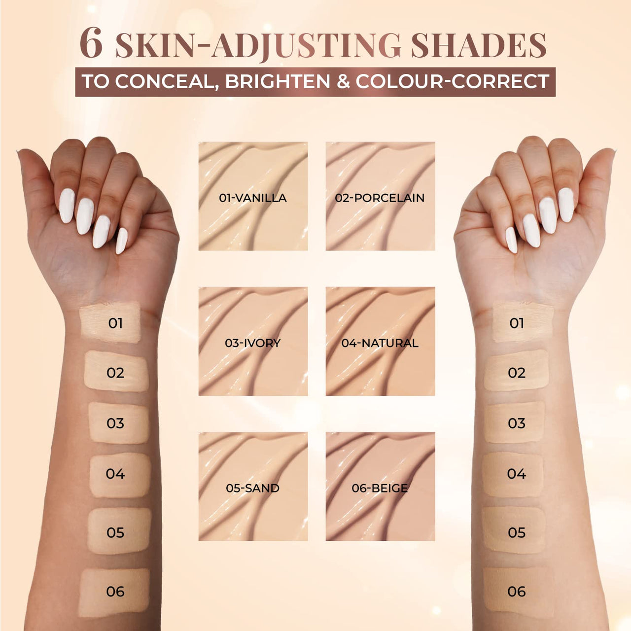 Just Herbs Concealer for Face Makeup With Liquorice Root Dewy Finish, Full Coverage Ultra Blendable Dark Circle Spot Brightening and Correcting Concealer 6ml (Ivory)