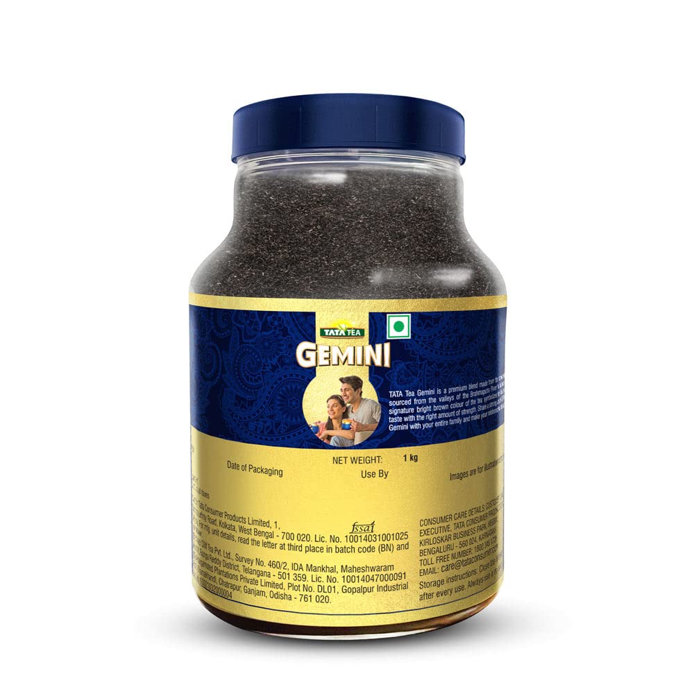 Tata Tea Gemini Black Tea, 1kg, Pet Jar, Powder