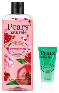 Pears Oil Clear Gentle Ultra Mild Daily Cleansing Facewash, 60g & Pears Naturale Brightening Pomegranate Bodywash, 250 ml