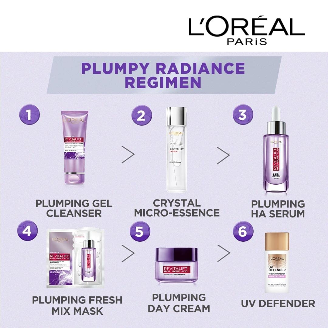L'Oreal Paris Revitalift Hyaluronic Acid Hydrating Gel Cleanser, 100 ml | Gentle Facewash for women | Cleanses impurities & makeup residue 100ml & L'Oreal Paris Dream Lengths Conditioner, 192.5 ml