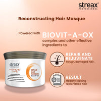 Streax Professional Vitariche Care Smooth and Shine Hair Mask For Women- Hairmask Enriched with Biovit-A-OX Complex, Hydrolyzed Silk Protein, and Vitamins- For Soft, Smooth, and Rejuvenated Hair, 200g