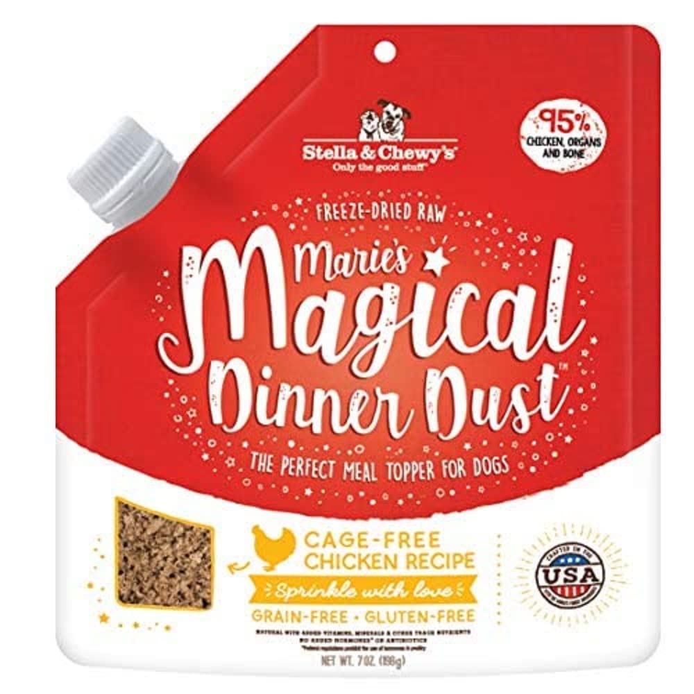 Stella & Chewy’s Freeze-Dried Raw Marie's  Magical Dinner Dust – Protein Rich, Grain Free Dog & Puppy Food Topper – Cage-Free Chicken Recipe – 7 oz Bag