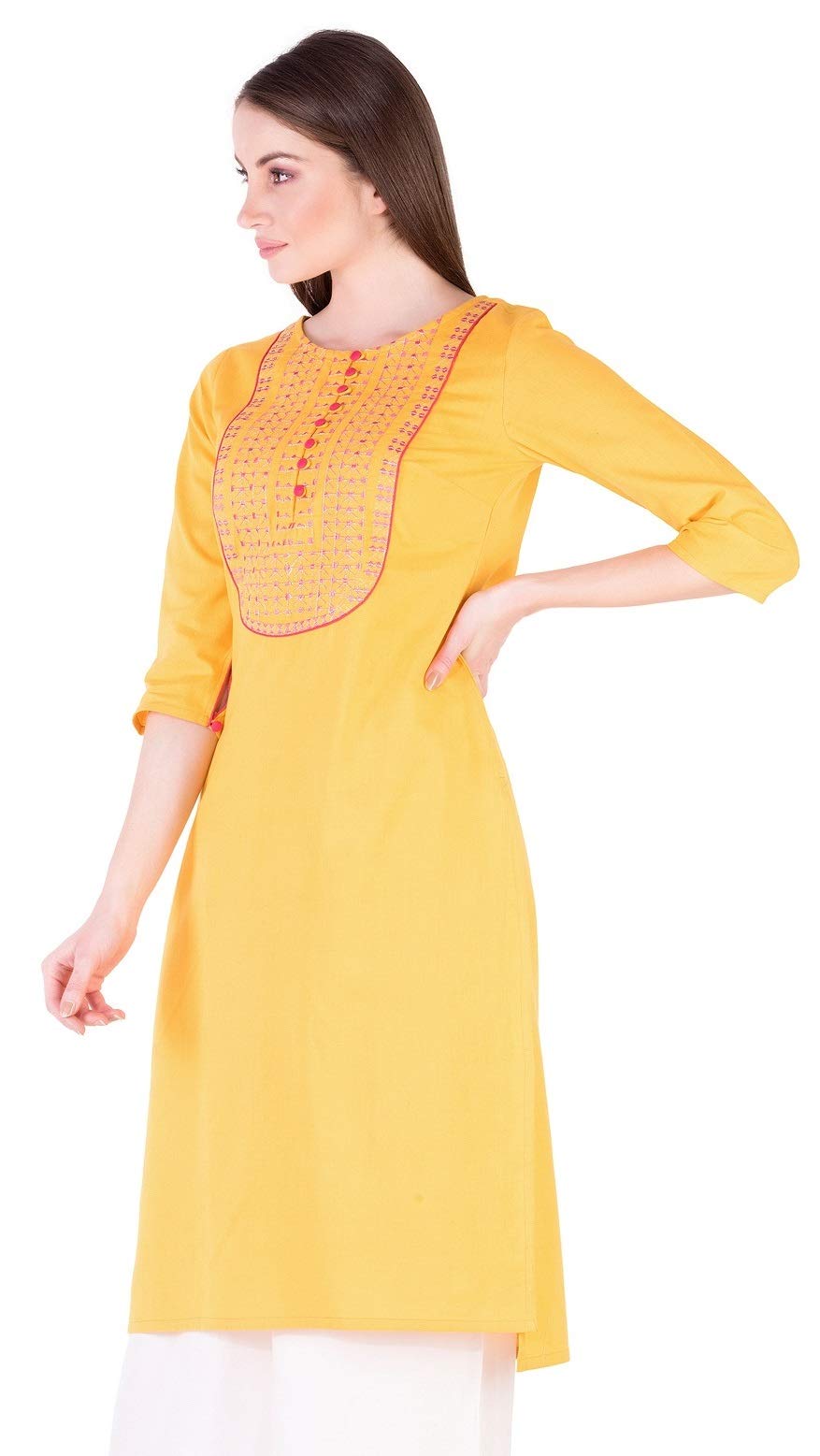 Amayra Women's  Cotton Straight Embroidery Kurti