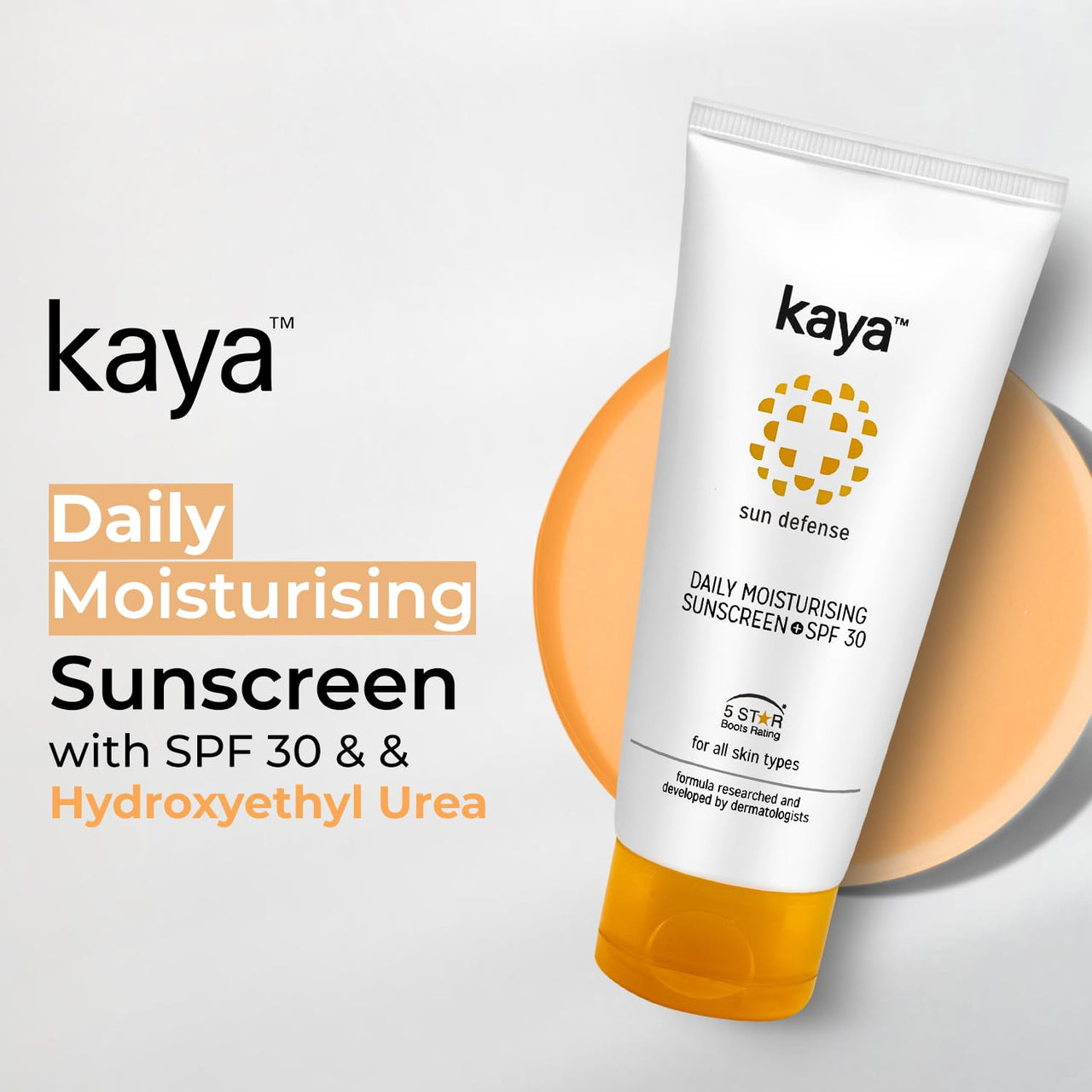 Kaya Clinic Daily Moisturizing Sunscreen Cream SPF30 75ml | 5 Star Boots Rating | UV Protection | Hydrates Skin | Lightweight | Non Sticky | For All Skin Types